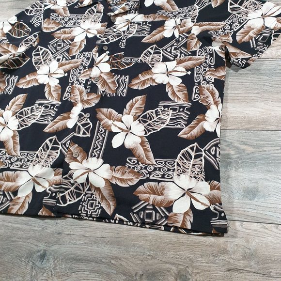 Island Shores Mens Large Short Sleeve Shirt Hawaiian Floral Vacation Beach Poly - Picture 2 of 8